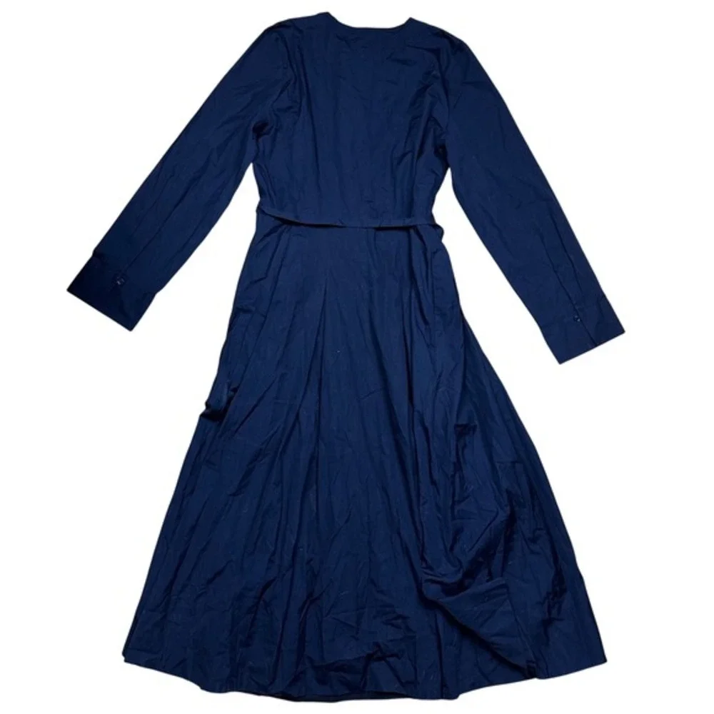 NWT Madewell‎ Navy Blue Tie-Waist Midi Shirtdress 10 Classic Preppy Minimalist - Picture 8 of 10